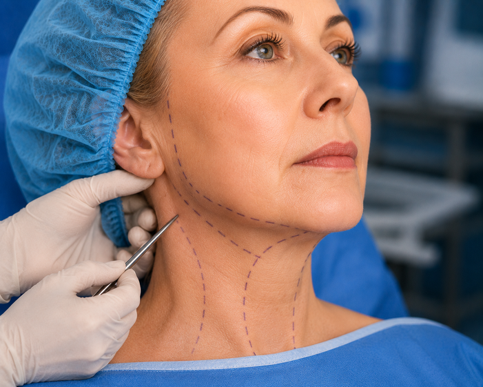 Surgeon consulting a patient about Neck Lift